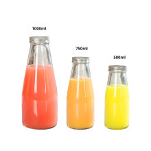 500ml 750ml 1000ml 16oz 1 liter round glass milk juice beverage bottle with stainless steel lid